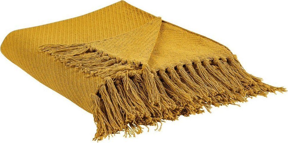 Beliani Koc bawełniany 125 x 150 cm musztardowy YARSA