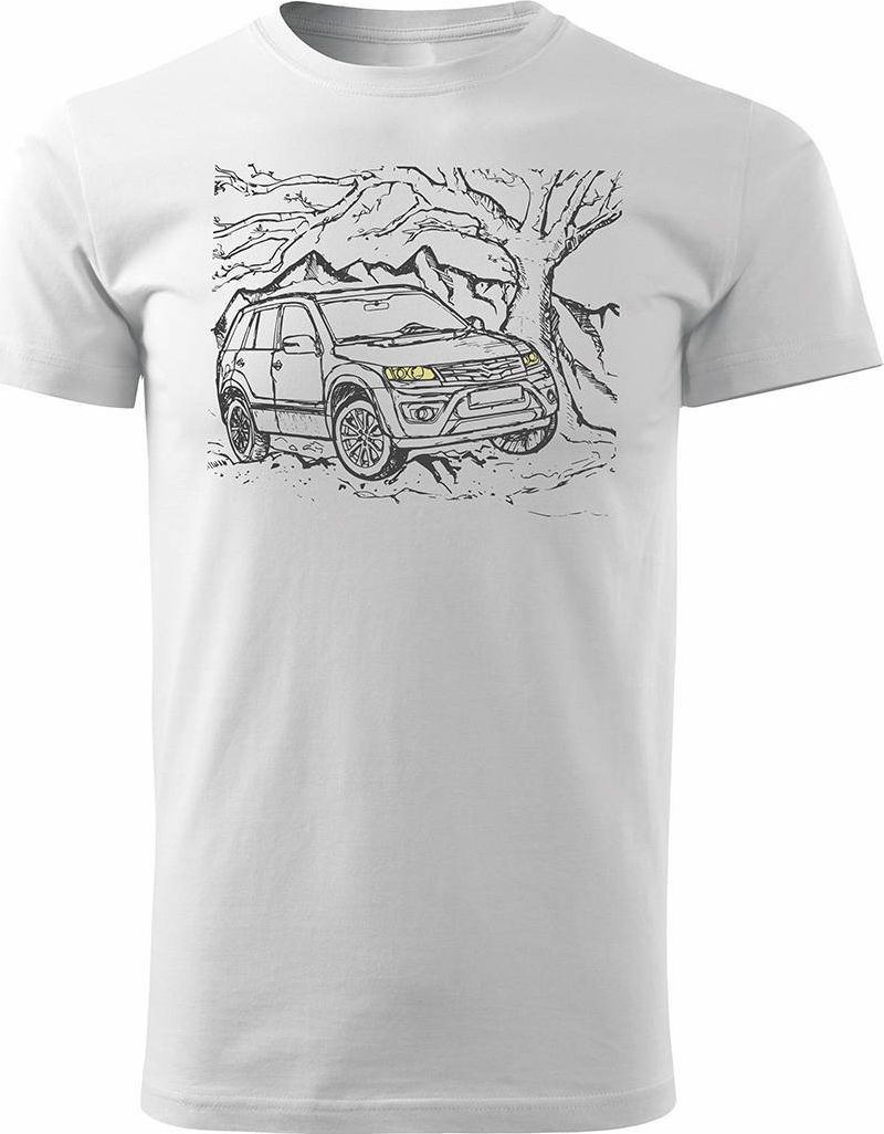 Topslang Koszulka z samochodem Suzuki Grand Vitara 4x4 męska biała REGULAR XL