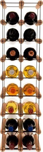 Wamar-Sosenka Regał na wino Stojak na 16 Butelek Szklanych/ PET RW-8/ 2x8 Brązowy Metal + Drewno RW-8-2X8-16_O_BR