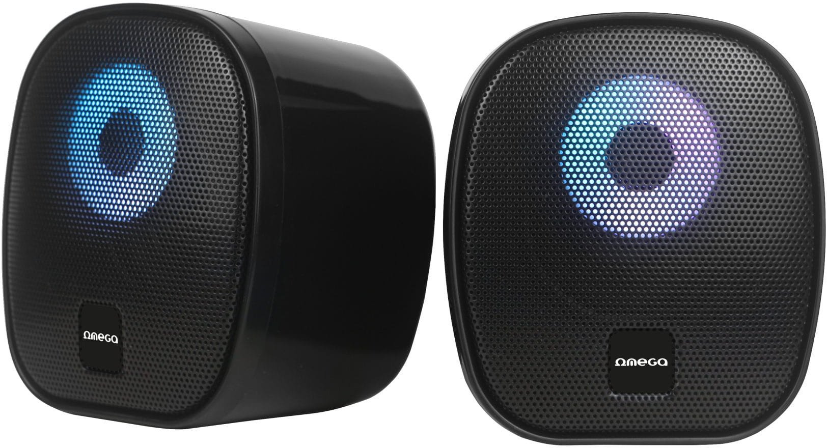 OMEGA SPEAKERS GŁOŚNIKI 2.0 6W RMS RGB USB 3.5 mm Audio Black Round [46148]