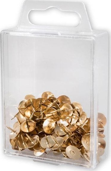 Victory Office Product PINEZKI VICTORY OFFICE ZŁOTE 100SZT. POJEMNIK PLASTIKOWY ZAWIESZANY