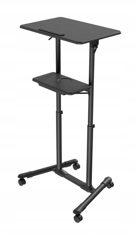 GEMBIRD Mobilny stolik z kółkami regulacja wysokości czarny