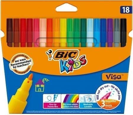 Bic BIC Kids Visa Farvetusser Tynd Spids – Assorterede Farver, 18 stk. 12x200x177mm (18stk)