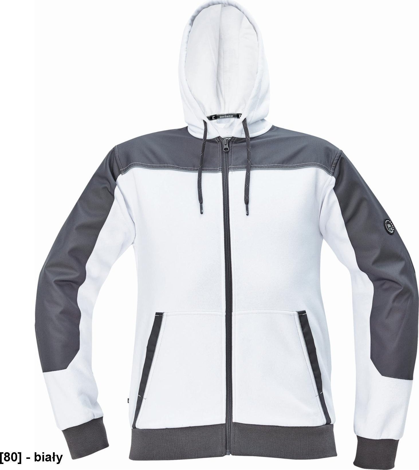 CERVA CREMORNE bluza - męska bluza z suwakiem, kaptur, 55% bawełna, 45% poliester - biały 4XL