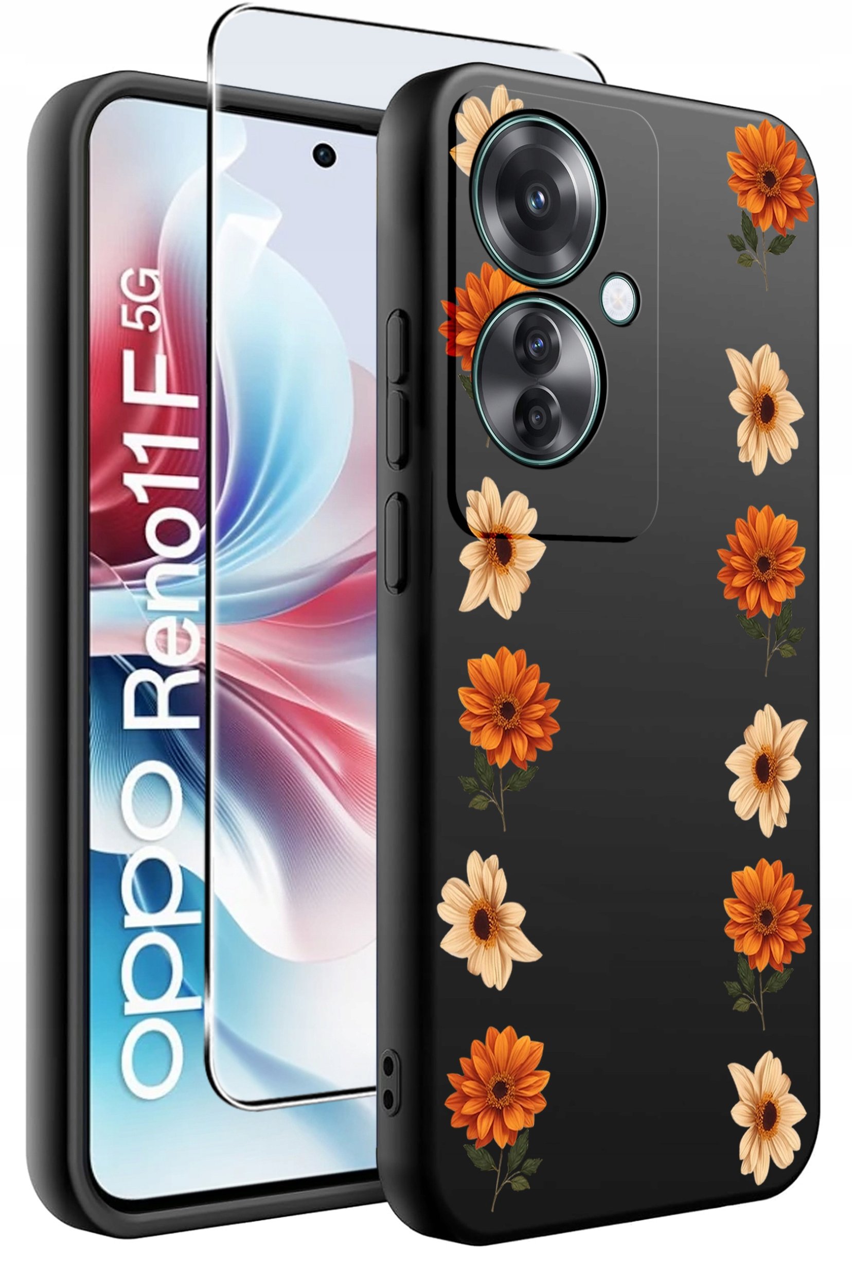 ETUI do Oppo Reno11 F 5G WZORY | SILIKONOWE MATT CASE + SZKŁO HARTOWANE 9H