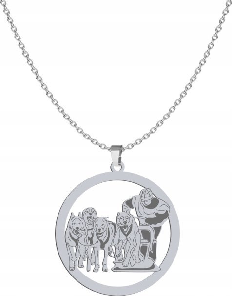 Radziszewska Jewellery Srebrny Naszyjnik Psie zaprzęgi Maszer GRAWER