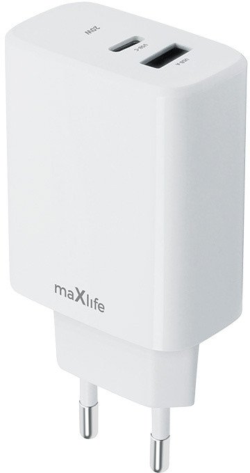 Maxlife ładowarka sieciowa PD QC MXTC-10-20AC 1x USB-C 1x USB 20W biała