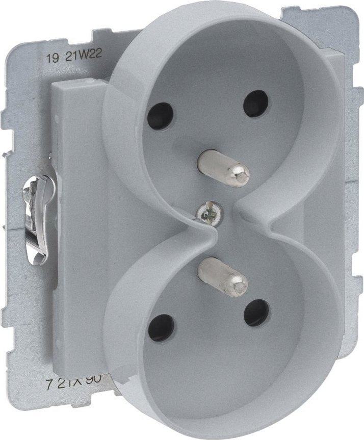 Legrand SUNO Gniazdo podwójne 2x2P+Z białe 16A 250V zaciski automatyczne z przesłoną 721390