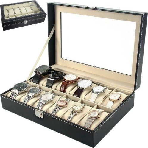 Iso Trade Organizer na zegarki 12 przegródek Etui Kuferek na bizuterię, bransoletki