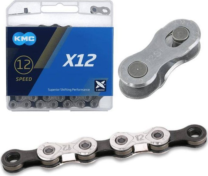 KMC Łańcuch KMC X12 srebrno-czarny, 12-rzędowy 126 ogniw, Box