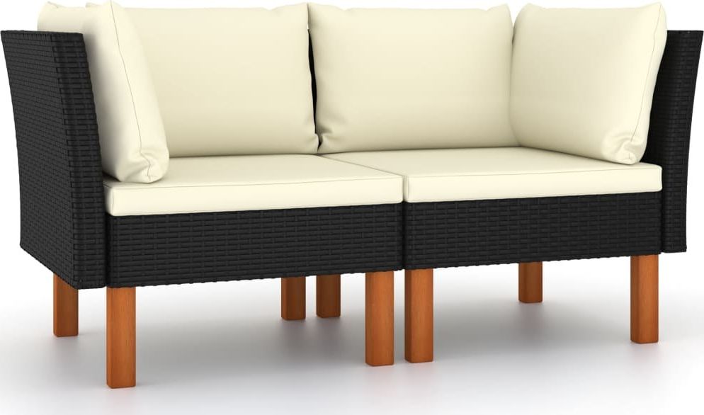 vidaXL Siedziska narożne 2 szt. polirattan i drewno eukaliptusowe