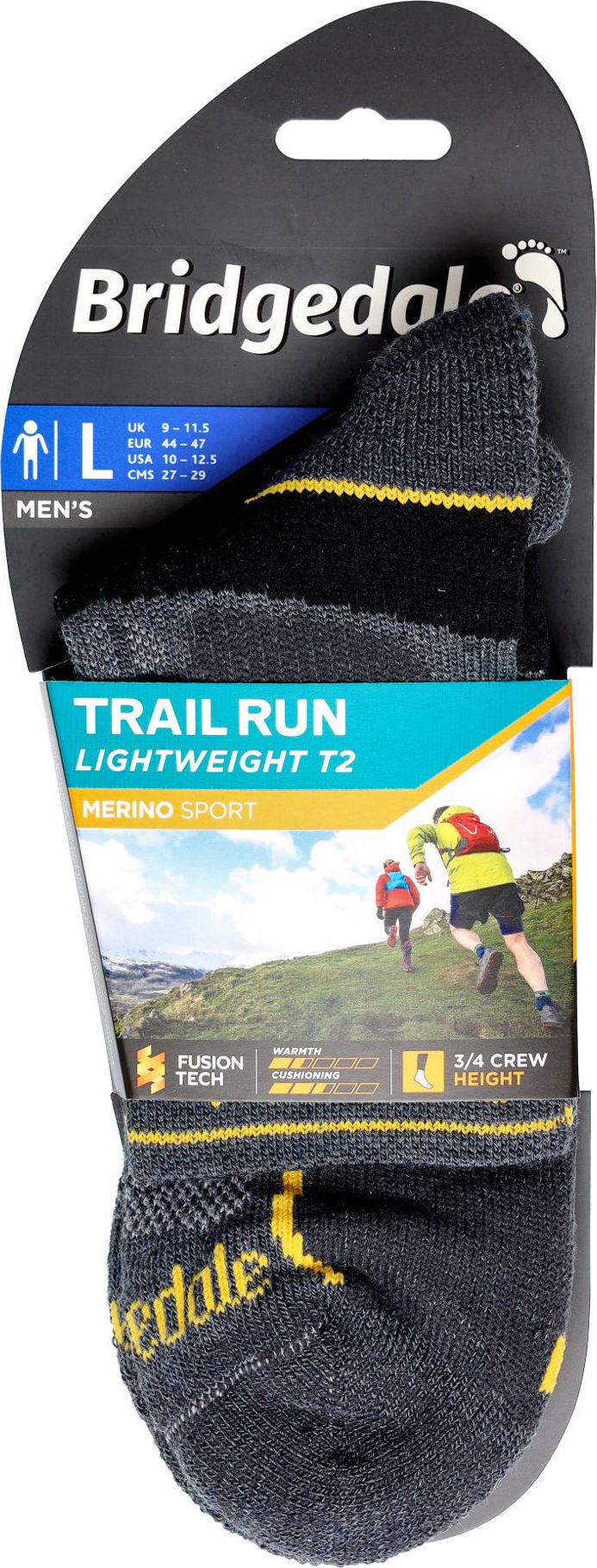 Bridgedale Skarpety biegowe Bridgedale Lt T2 Merino Sport 3/4 Crew - gunmetal 36 - 39