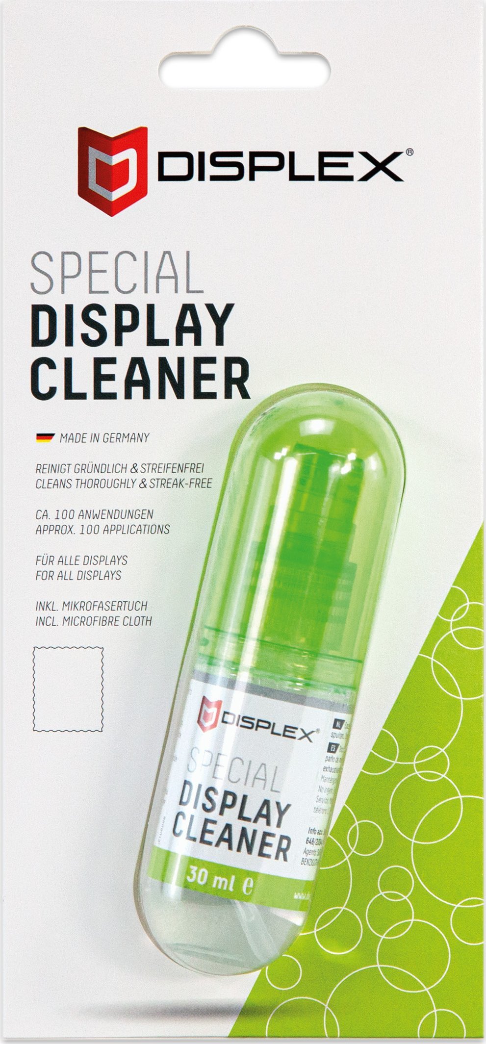 Displex Special Display Cleaner, 30ml Spray z mikrofibrową ściereczką