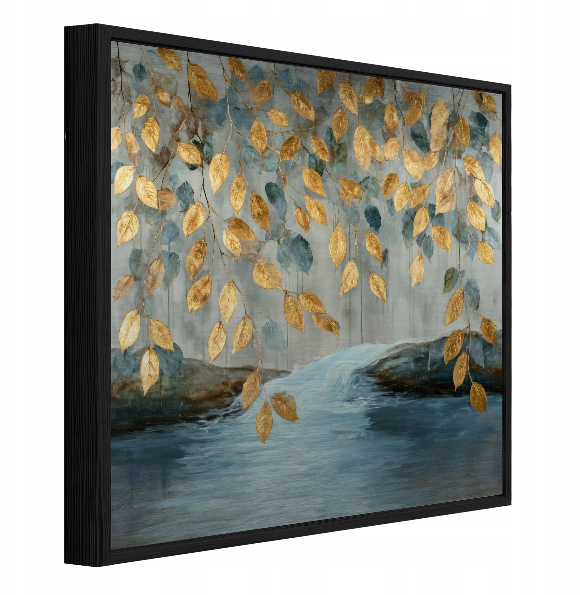 Obraz W Ramie Na Metalu Liście Wiszące Do Sypialni Salonu 50x50