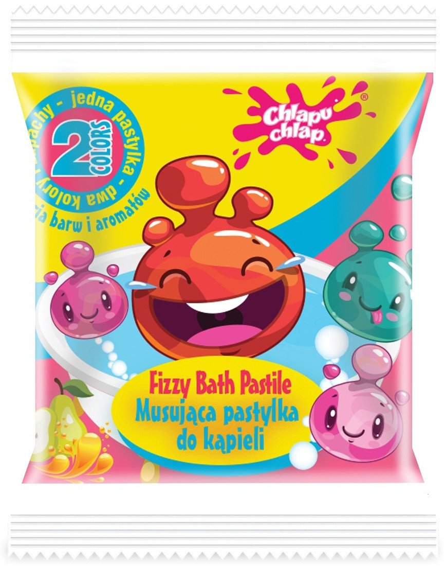 Chlapu Chlap Dwukolorowa musująca pastylka do kąpieli-oranżada i gruszka 1szt
