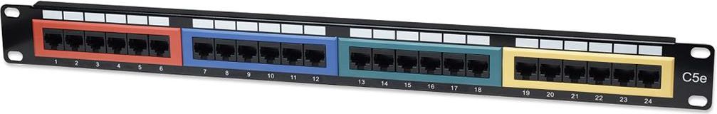 Intellinet Network Solutions Patch panel UTP Cat5e 1U 24 porty RJ45, sekcje w 4 kolorach (513678)