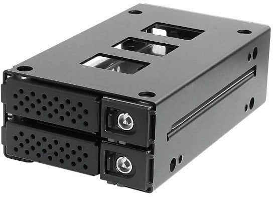 JOUJYE Backplane JJ-N-29SS15 fuer 2 SATA SAS I II III HDD/SSD 6,4cm/2,5Zoll bis 12Gbps Inklusive Einbauwinkel fuer 5,25Zoll Bay