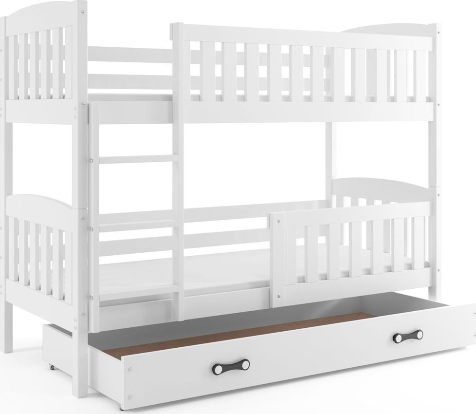 Elior Białe piętrowe łóżko dla dzieci 90x200 - Elize 3X