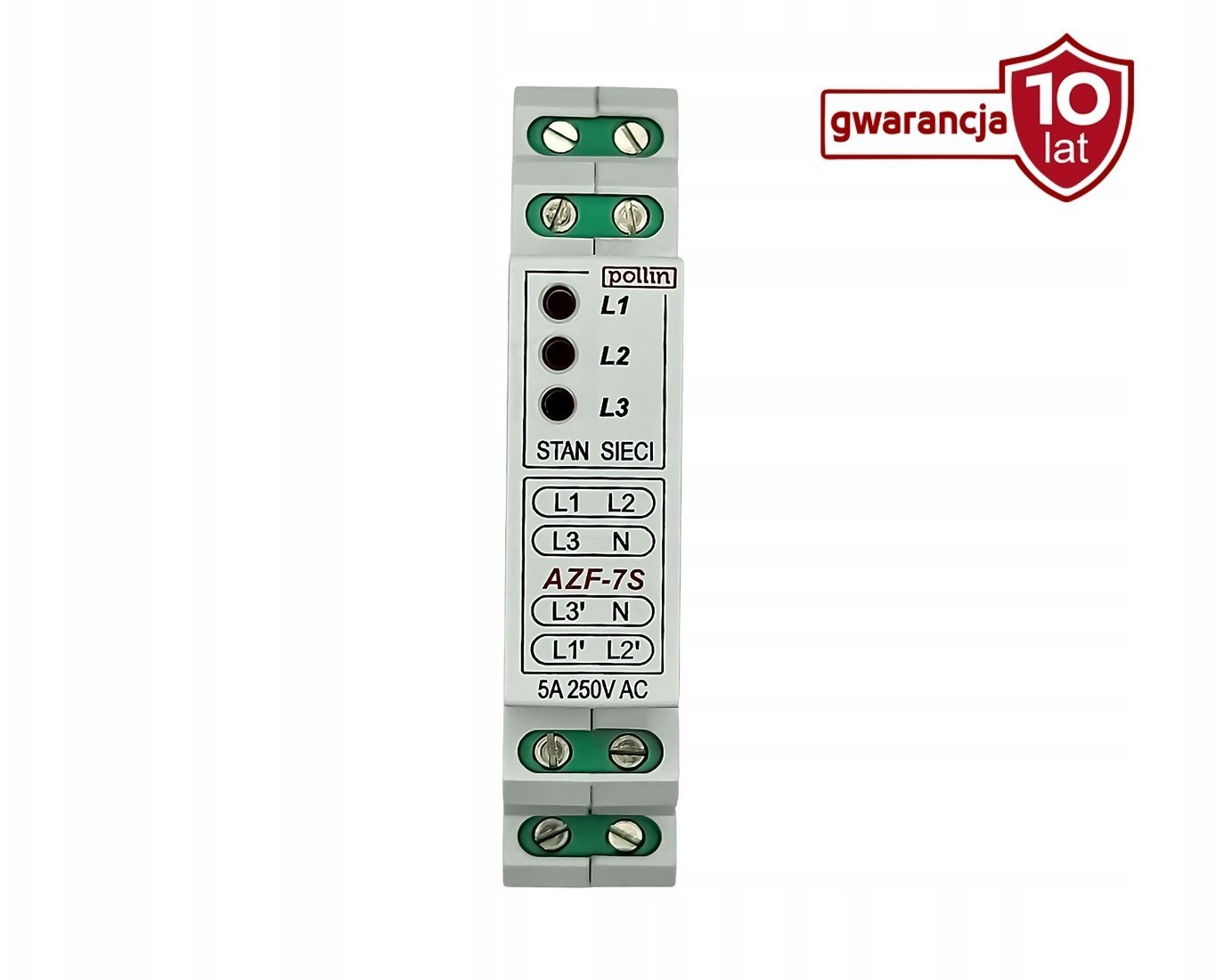 Automatyczny przełącznik faz, czas przełączania ok. 100ms, progi zadziałania 190 - 260V AC, sterowanie stycznikami AZF-7S