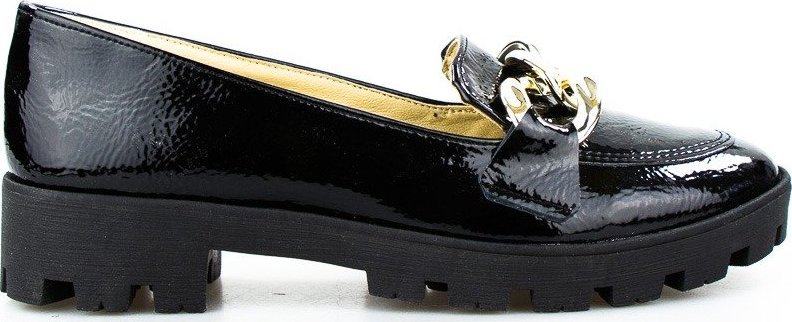 Optimo Mokasyny na platformie z ozdobą lakierowane czarne Optimo-40