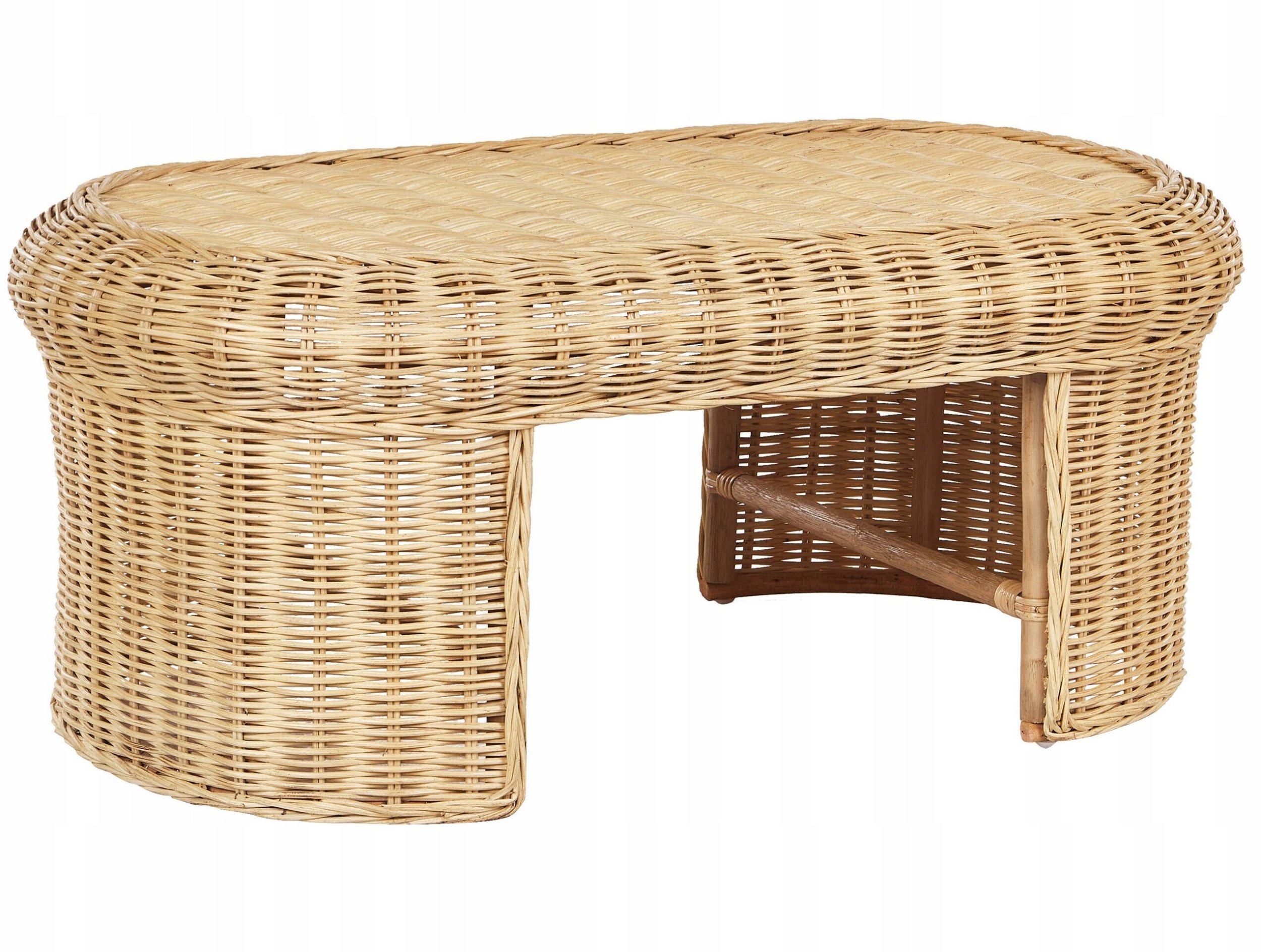 Beliani Stolik ogrodowy rattanowy 96 x 60 cm naturalny LIVADEIA