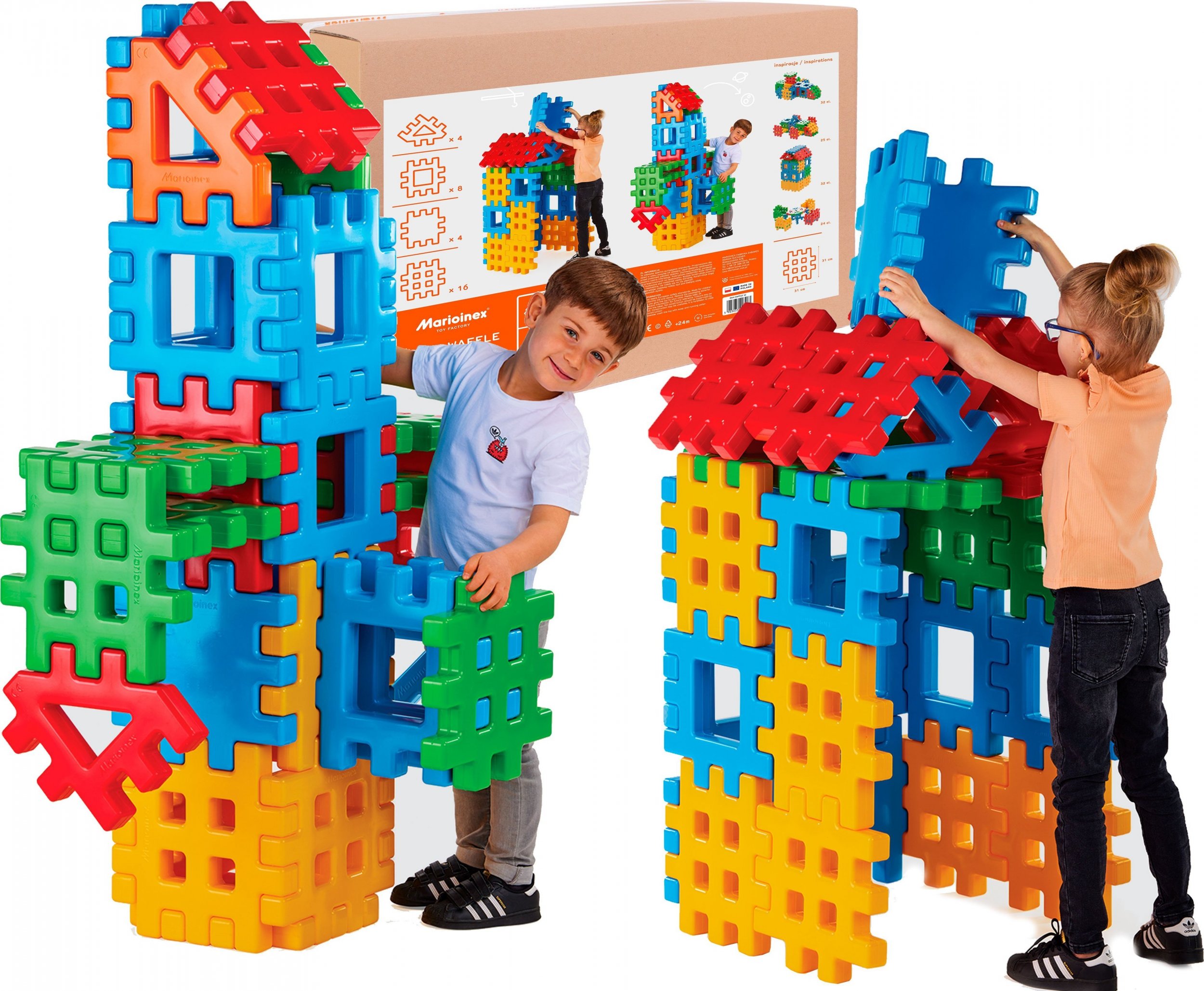 Marioinex Marioinex MEGA wafle GIGANT XXL, 32 elementy + trójkąty