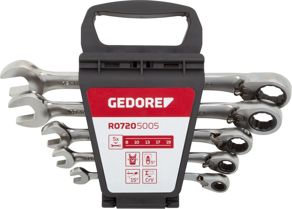 Gedore GEDORE red Combination Ratchet open-end Spanner Set 5-pieces