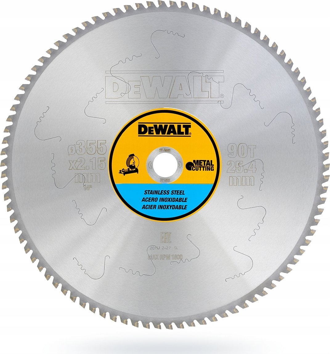 Dewalt hm-piła do metalu 355x25,4 z90/inox 3-25mm/