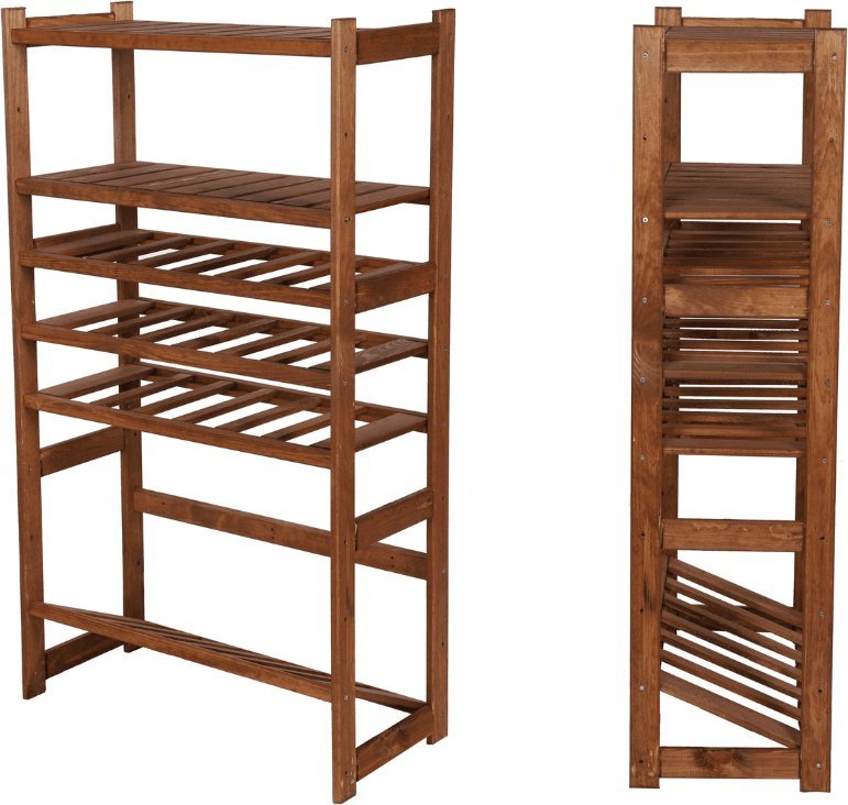 Wamar-Sosenka Regał drewniany do spiżarni LSR P2W3S1 Brązowy Półki proste 2 szt, Półki na wino 3 szt, Półki na skrzynki 1 szt Drewno sosnowe