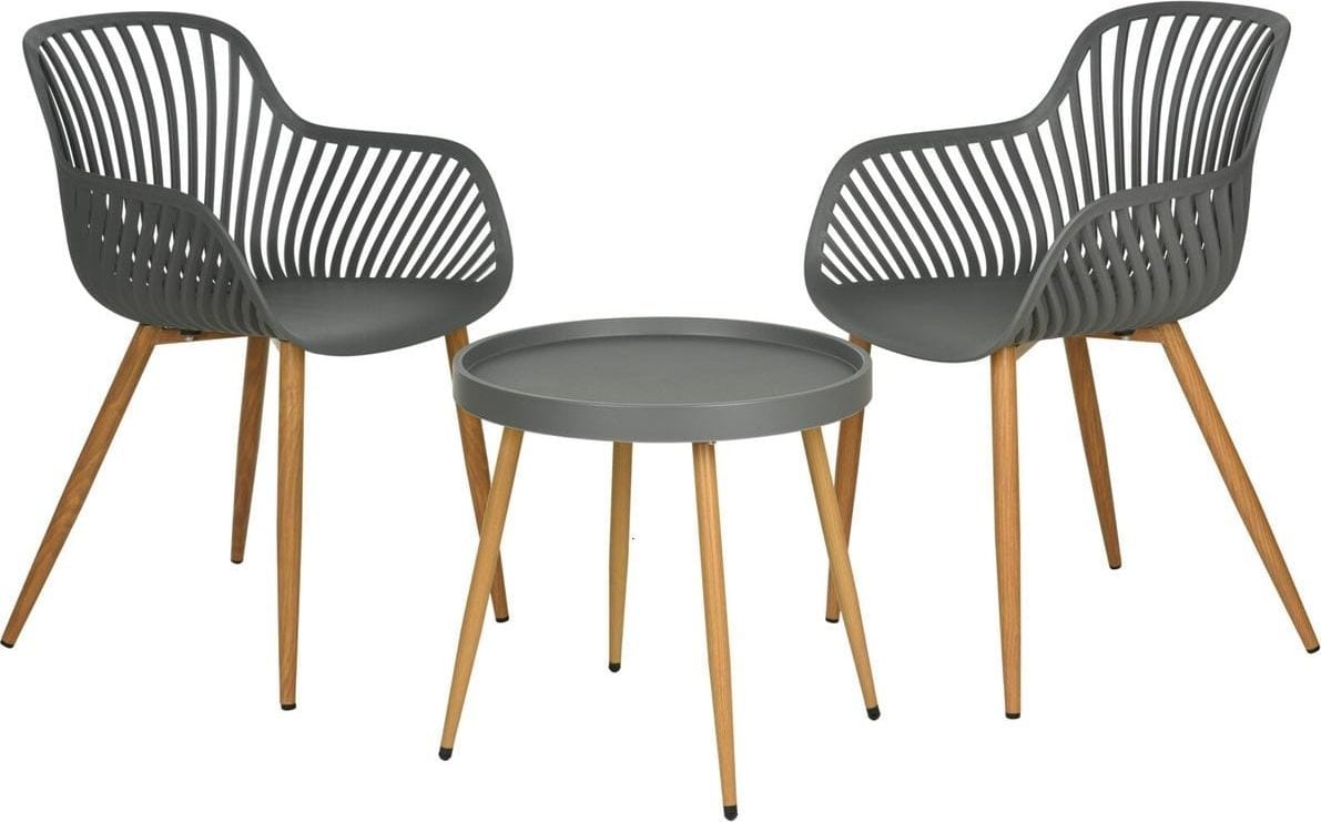 ZESTAW MEBLI BALKONOWYCH STÓŁ I 2 KRZESŁA SZARY