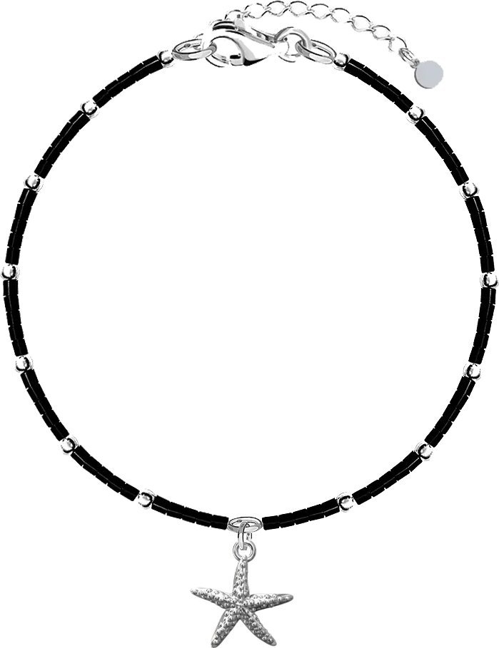 Radziszewska Jewellery Bransoletka na nogę z koralikami Rozgwiazda srebro