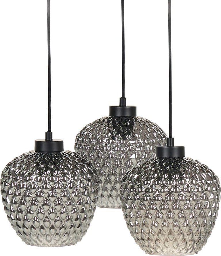 Lampa wisząca Beliani Lampa wisząca szklana 3-punktowa szara SHERRY