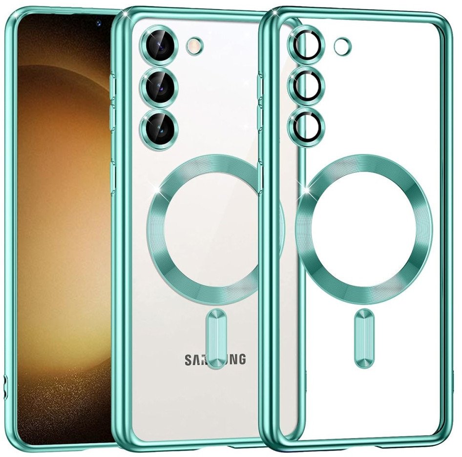Etui Supero magnetyczne tpuplating do Galaxy S23, przezroczysto-turkusowe