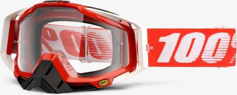100% Gogle 100% RACECRAFT FIRE RED (Szyba Przezroczysta Anti-Fog + 10 Zrywek) (NEW)
