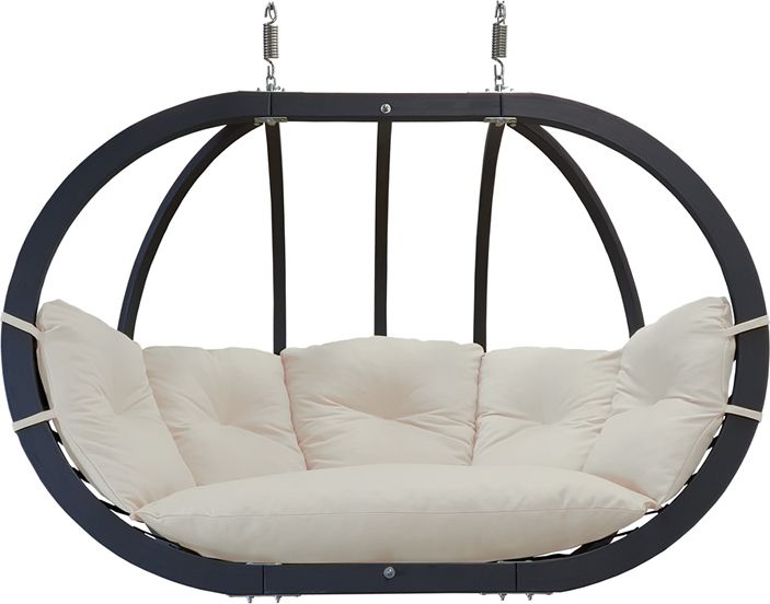 Koala Fotel hamakowy drewniany podwójny, ecru Swing Chair Double antracyt ecru