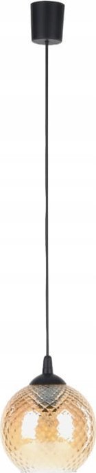 Lampa sufitowa wisząca 110cm Czarna ze szklanym bursztynowym kloszem