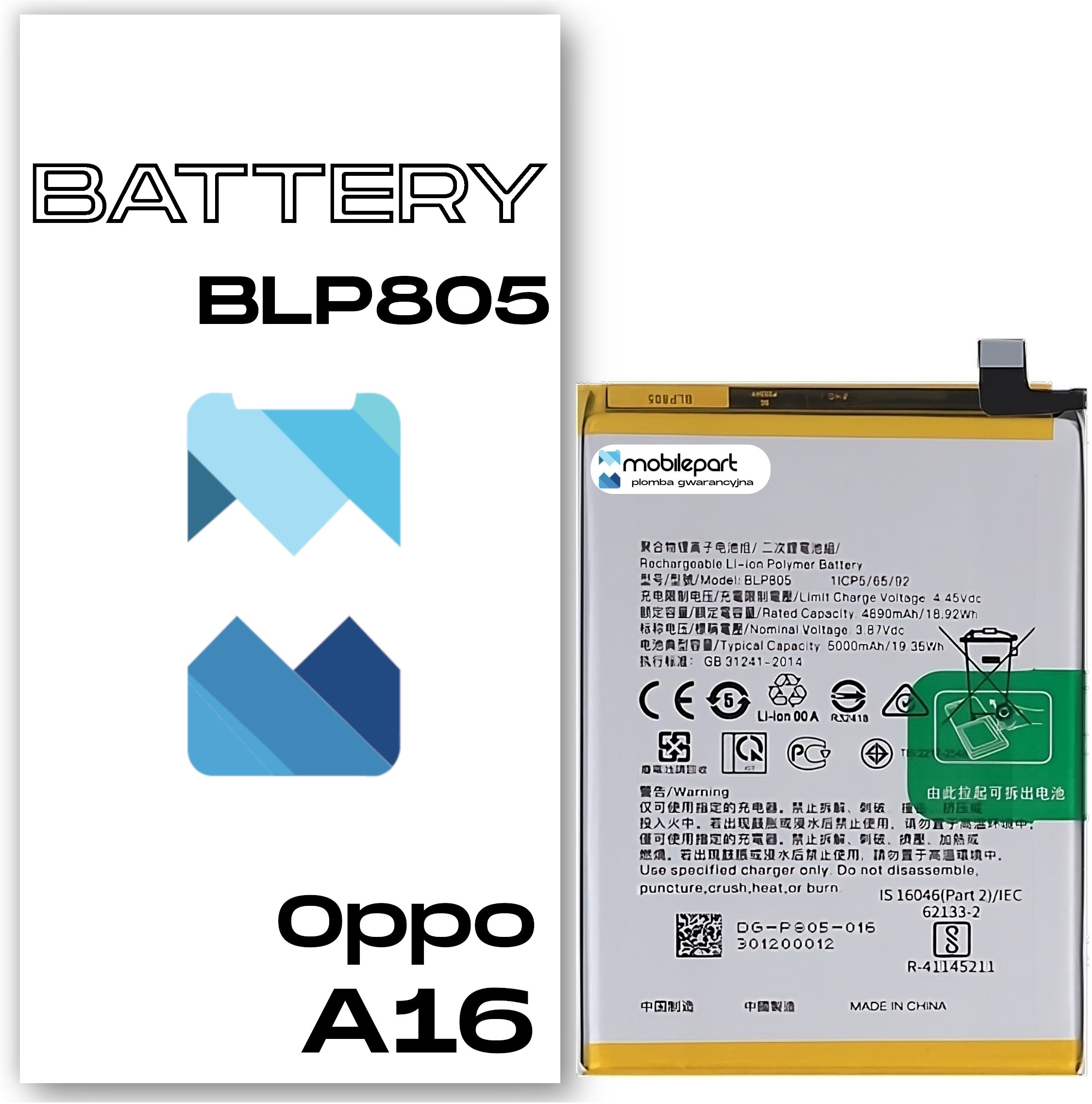 Bateria do Oppo A16 CPH2269 Świeżej Produkcji Nowy Akumulator BLP805