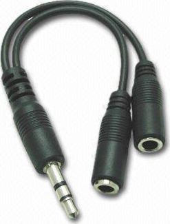 Kabel PremiumCord Jack 3.5mm - Jack 3.5mm x2 0.1m czarny (kjr-02a)