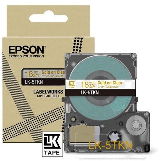 Epson Epson LabelWorks LK-5TKN - Metallic - gold auf durchsichtig - Rolle (1,8 cm x 9 m) 1 Kassette(n) Hangebox - Bandkassette - fur LabelWorks LW-C41