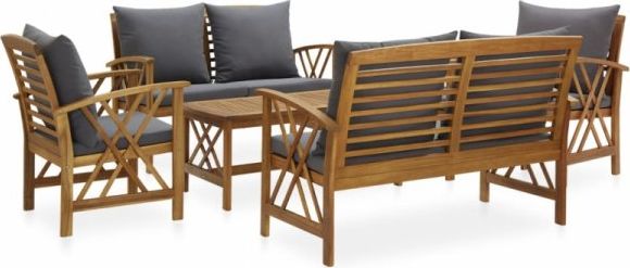 vidaXL VidaXL 5-cz. zestaw wypoczynkowy do ogrodu, poduszki, drewno akacjowe