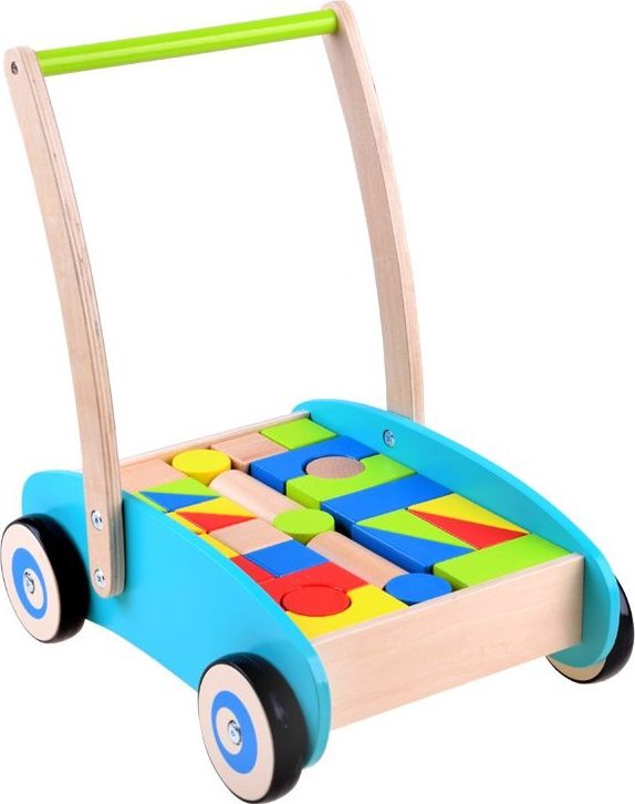 Jokomisiada Drewniany Pchacz, chodzik, wózek z klockami ZA3724