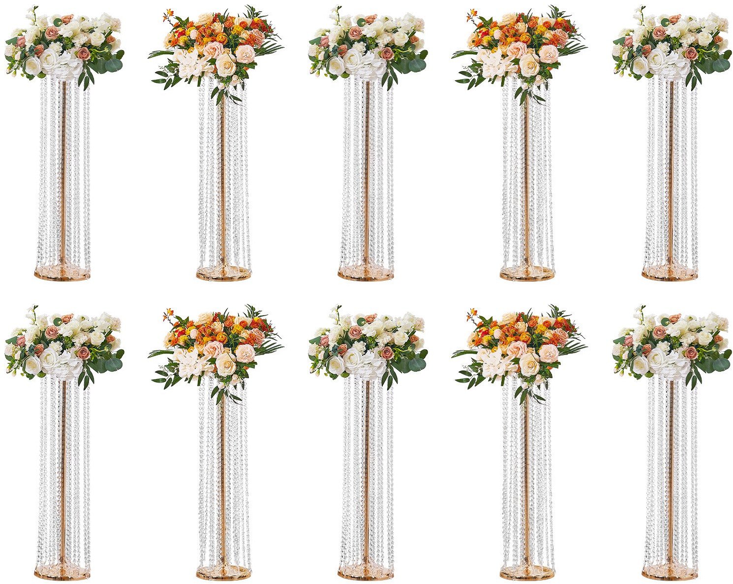 Stojak weselny na salę złoty kolor ślub wesele kwietnik na kwiaty 10 szt.