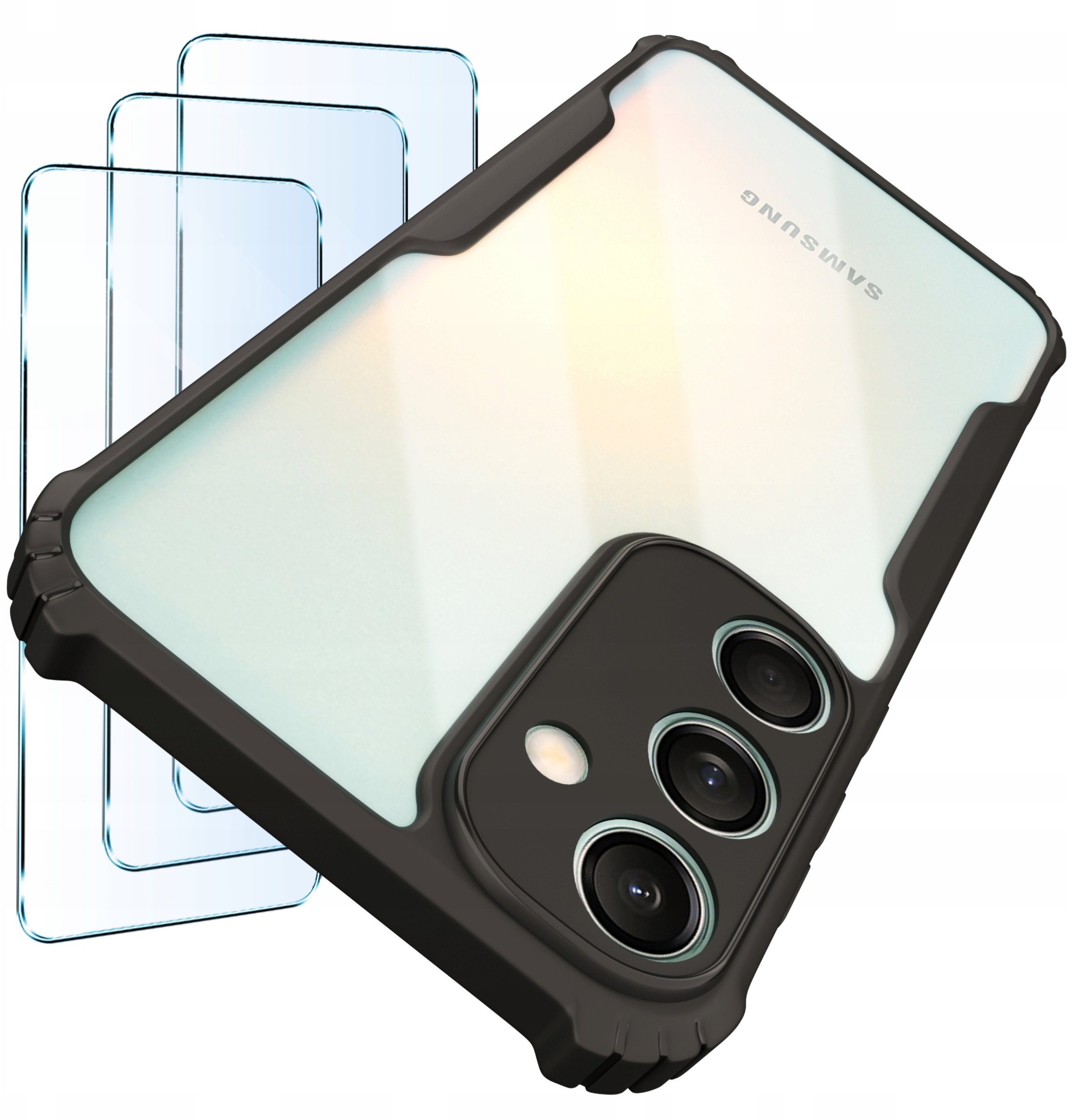 Etui do Samsung M55 5G |Pancerne Przeźroczyste Silikonowe| zestaw 3x szkło