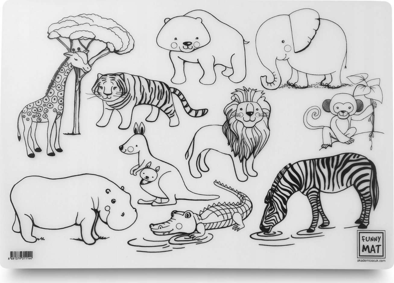 vidaXL Mata transparentna Zwierzęta dzikie Funny Mat