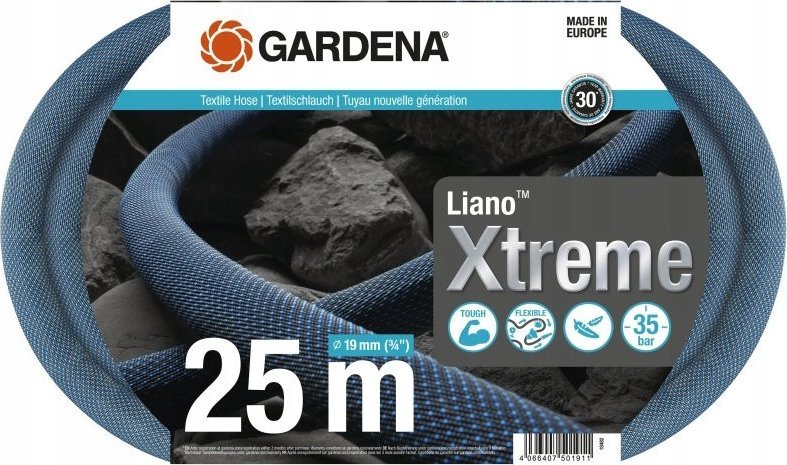 Gardena GARDENA Textile Hose Liano Xtreme 3/4", 25 meters (dark grey/orange, model 2023)