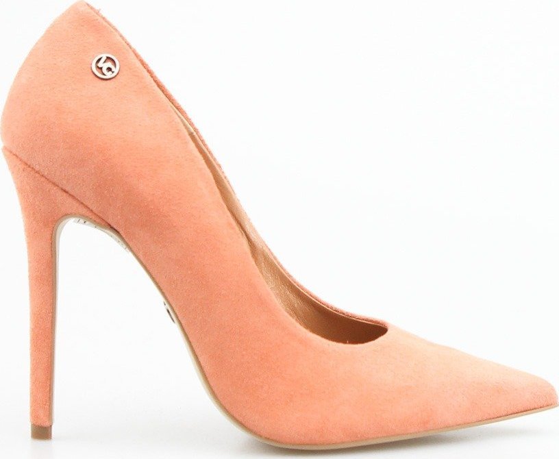 Victoria Gotti Szpilki zamszowe skórzane łososiowe Victoria Gotti-40