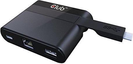 Stacja/replikator Club 3D USB-C - USB-C + RJ-45 + USB-A Czarny (CSV-1530)
