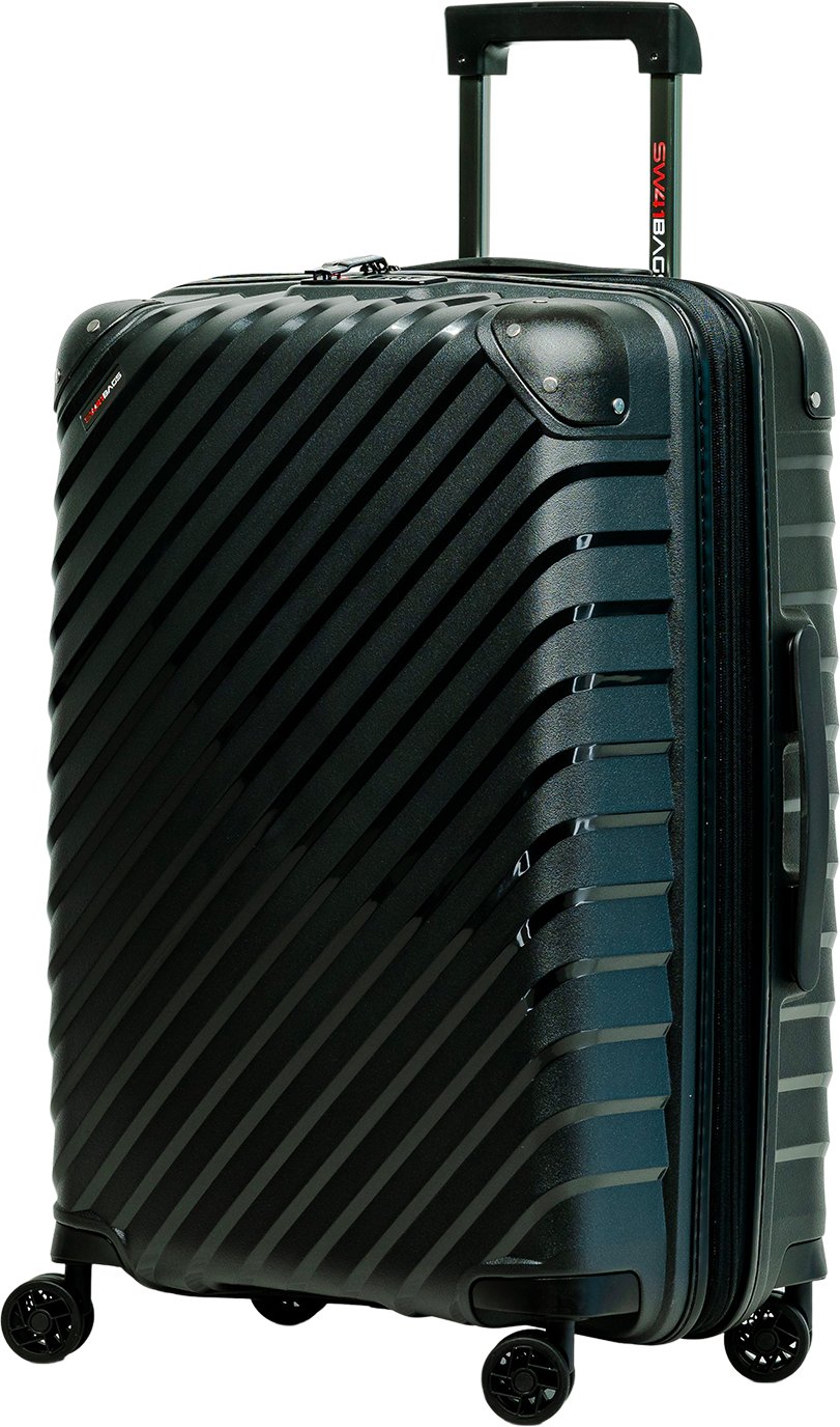 Średnia walizka SwissBags Diamond cut 67 cm metaliczny czarny