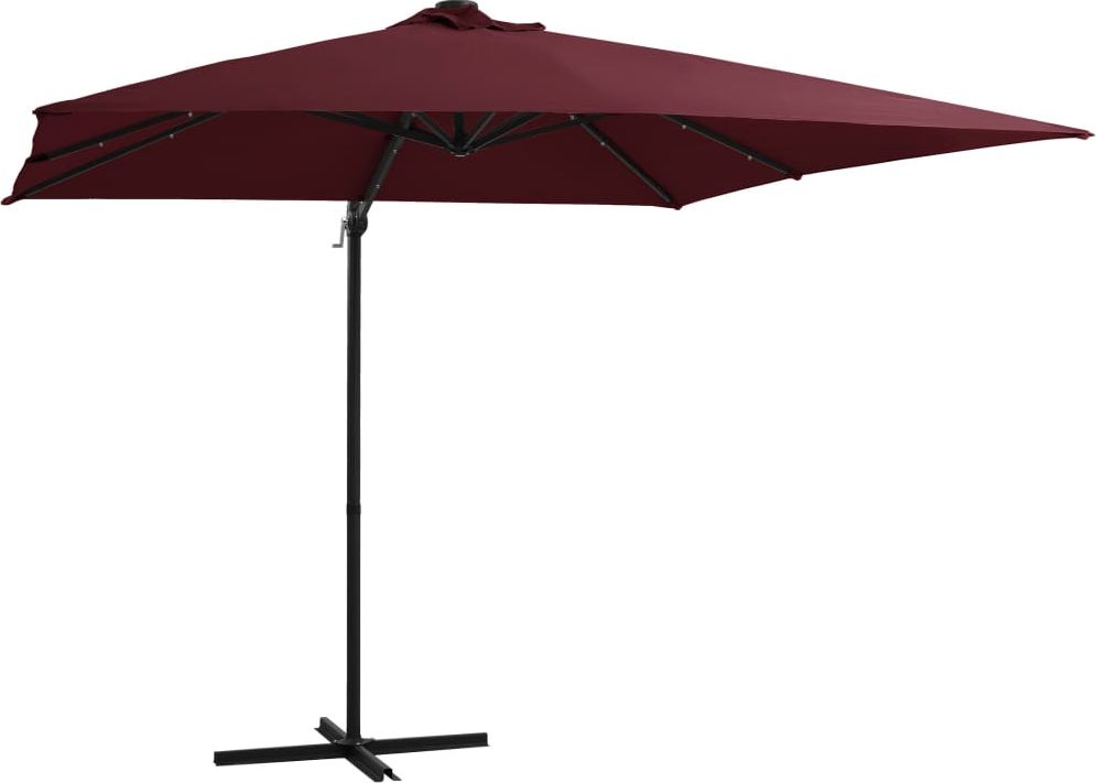 vidaXL Parasol wiszący z LED, bordowy, 250x250 cm