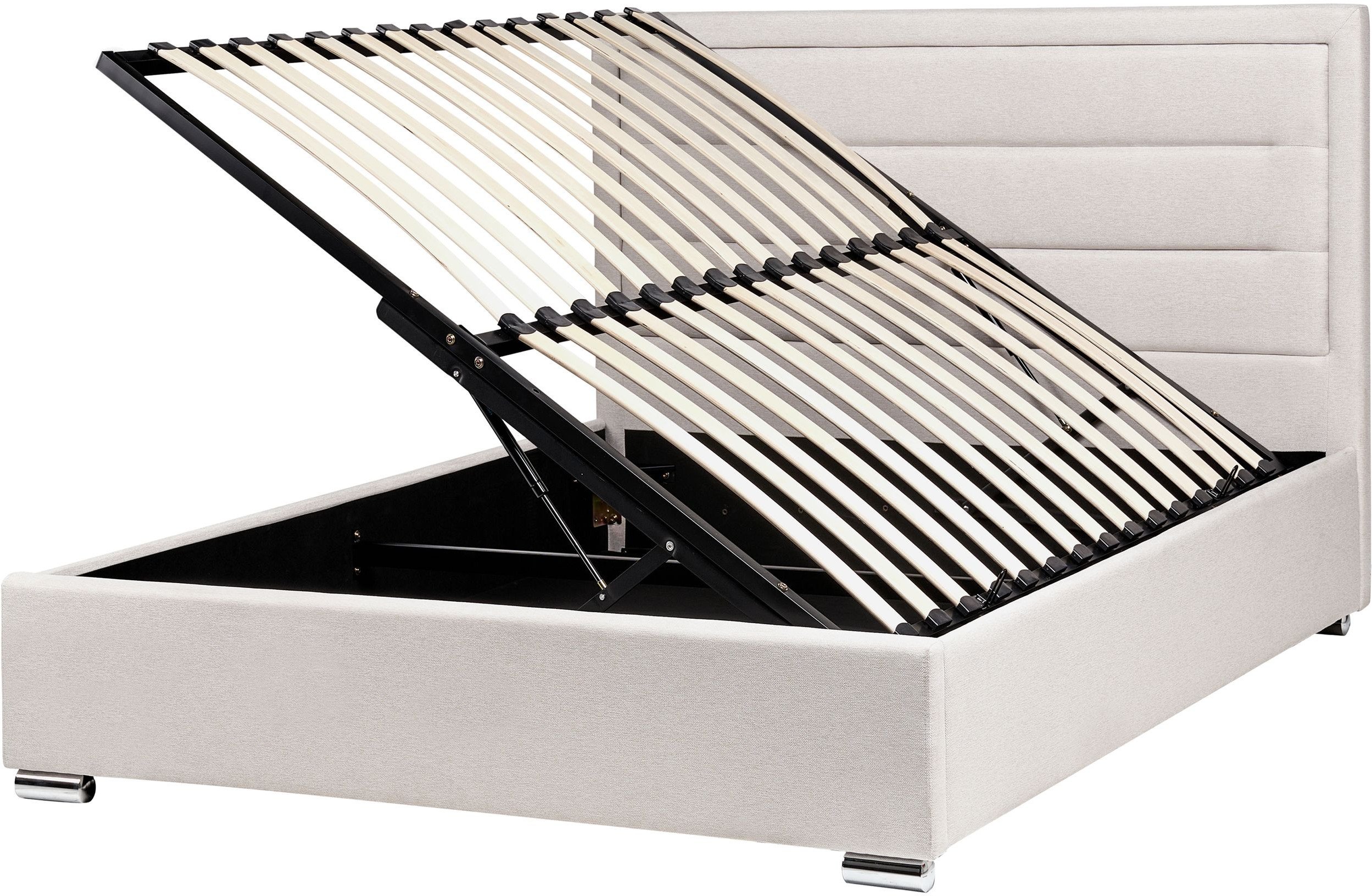 Łóżko z pojemnikiem ROUEN 140 x 200 cm Jasnobeżowy